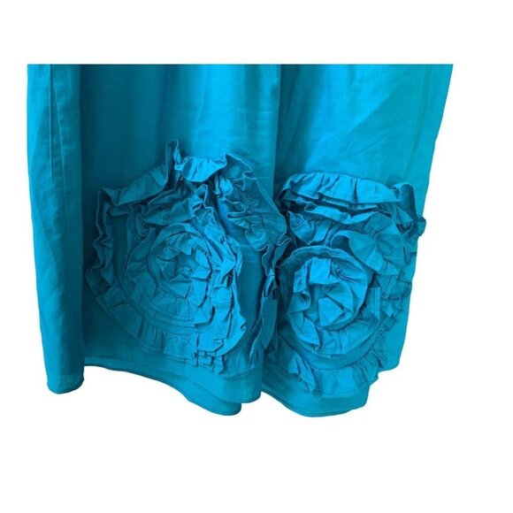 Paula KC Bright Blue Sleeveless Summer Party Deep V-neck Cotton Lined Dress M - Picture 5 of 10